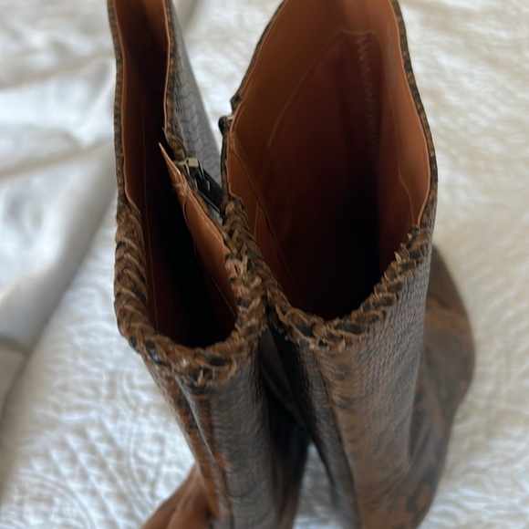Franco Sarto Brown Snakeskin Pattern Women Boots - Picture 7 of 11